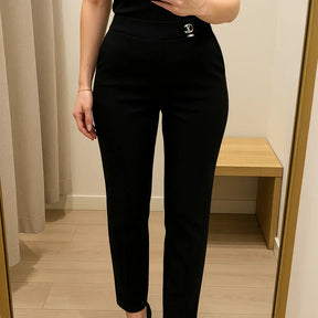 [Llevá 4, Pagá Solo 2] Pantalón Elara Femenino de Sastrería con Cintura Alta, en Seda Fría, Algodón y Lino